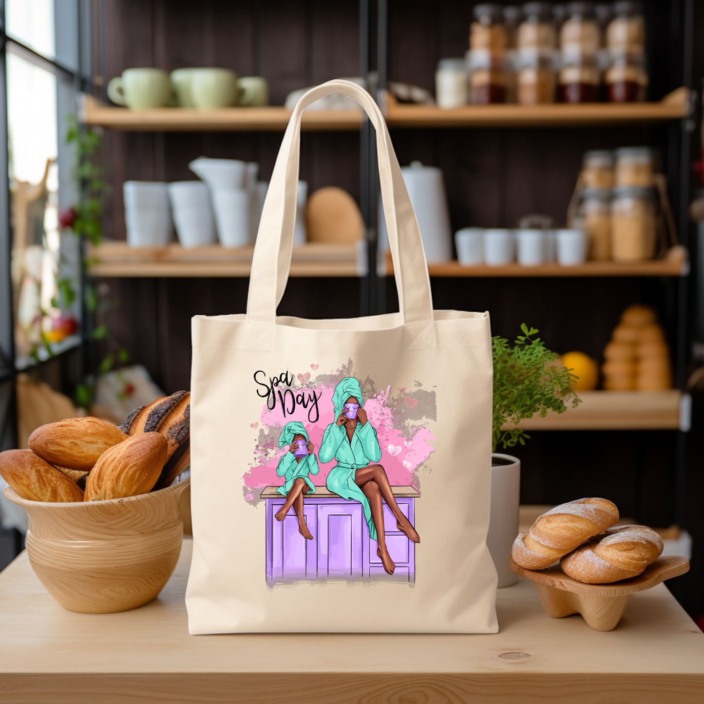 Introducing Our Customizable Spa Day Canvas Tote Bag - Your Stylish Companion For Every Occasion!