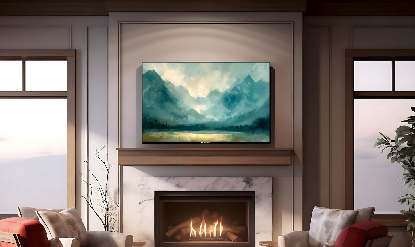 Vintage Vistas:  Transform Your TV into a Textured Masterpiece.  Frame TV Mountain Art, Vintage Mountain Digital Download Art File, Mountain TV Art Frame, Mountain Art for Frame TV