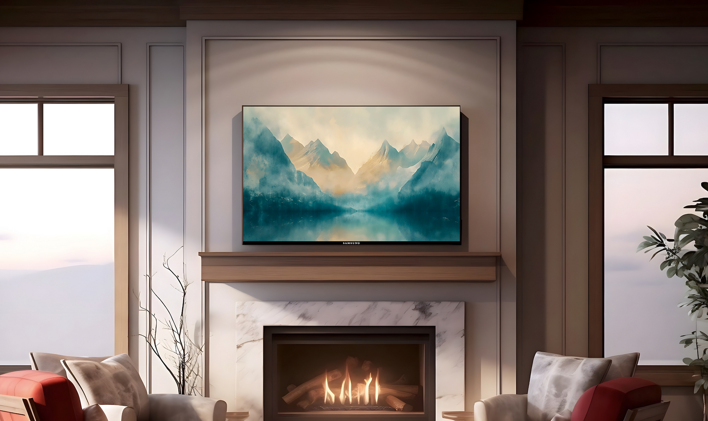 Vintage Vistas:  Transform Your TV into a Textured Masterpiece.  Frame TV Mountain Art, Vintage Mountain Digital Download Art File, Mountain TV Art Frame, Mountain Art for Frame TV