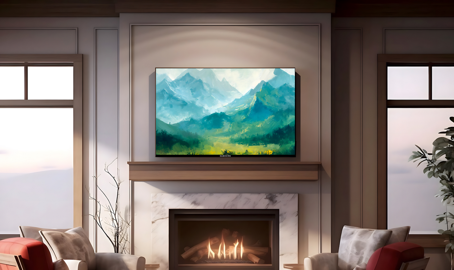 Vintage Vistas:  Transform Your TV into a Textured Masterpiece.  Frame TV Mountain Art, Vintage Mountain Digital Download Art File, Mountain TV Art Frame, Mountain Art for Frame TV