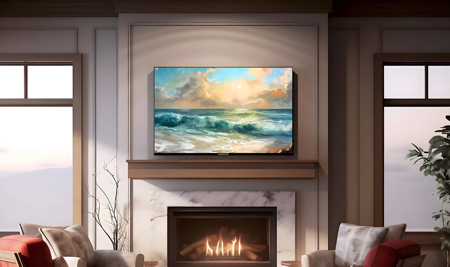 Vintage Vistas:  Transform Your TV into a Textured Masterpiece.  Frame TV Ocean Art, Vintage Ocean Digital Download Art File, Ocean TV Art Frame, Ocean Art for Frame TV