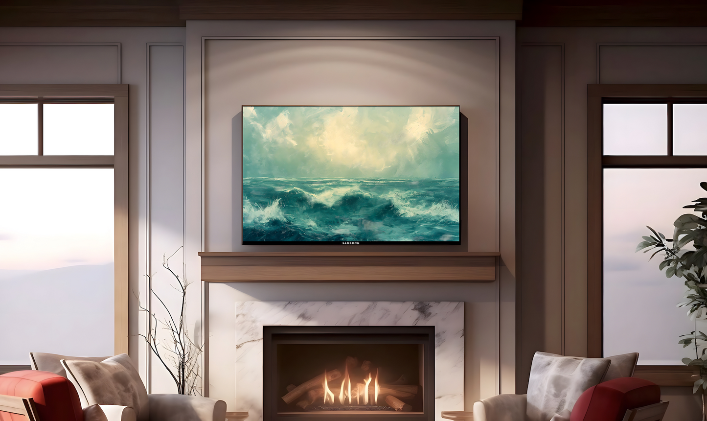 Vintage Vistas:  Transform Your TV into a Textured Masterpiece.  Frame TV Ocean Art, Vintage Ocean Digital Download Art File, Ocean TV Art Frame, Ocean Art for Frame TV