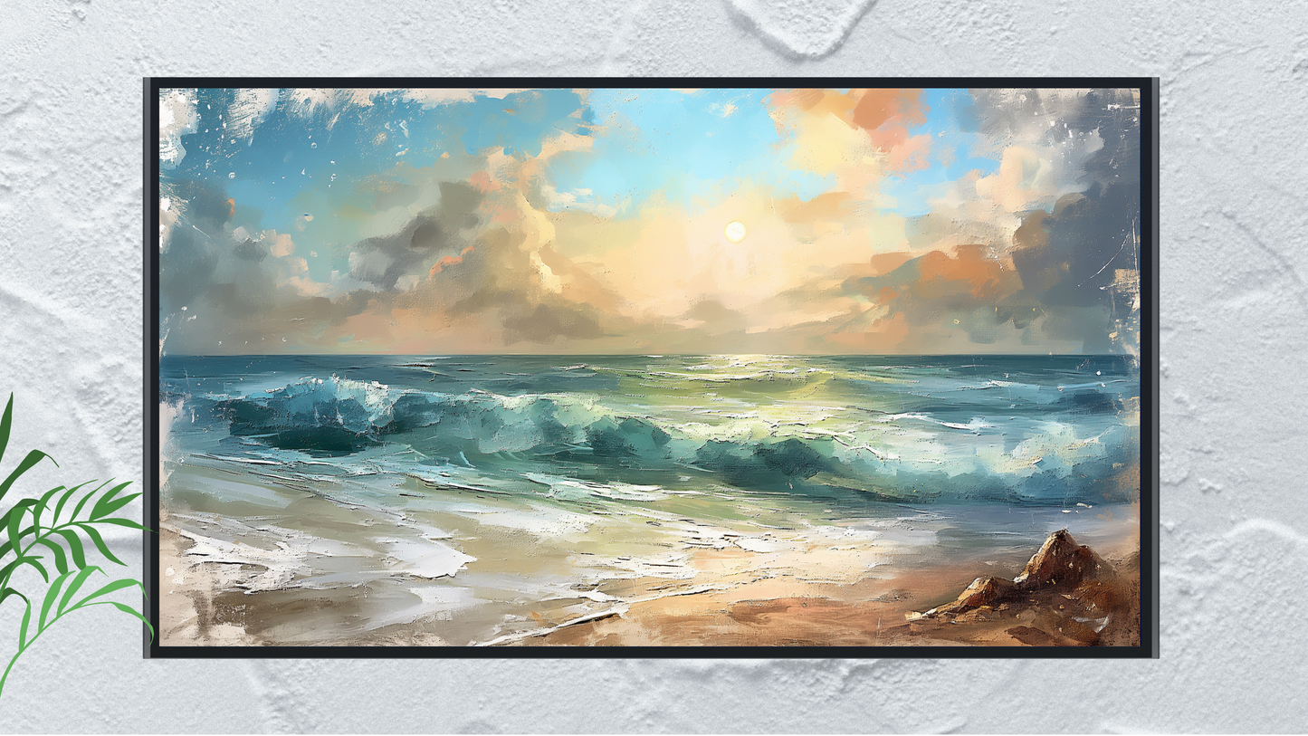 Vintage Vistas:  Transform Your TV into a Textured Masterpiece.  Frame TV Ocean Art, Vintage Ocean Digital Download Art File, Ocean TV Art Frame, Ocean Art for Frame TV