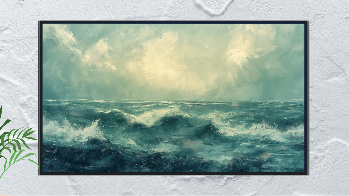 Vintage Vistas:  Transform Your TV into a Textured Masterpiece.  Frame TV Ocean Art, Vintage Ocean Digital Download Art File, Ocean TV Art Frame, Ocean Art for Frame TV