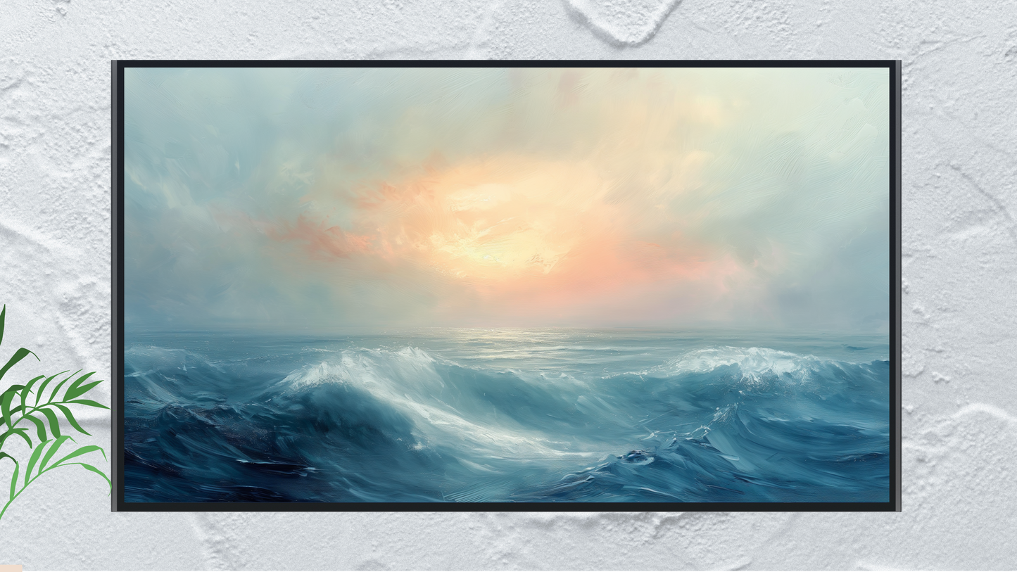 Vintage Vistas:  Transform Your TV into a Textured Masterpiece.  Frame TV Ocean Art, Vintage Ocean Digital Download Art File, Ocean TV Art Frame, Ocean Art for Frame TV