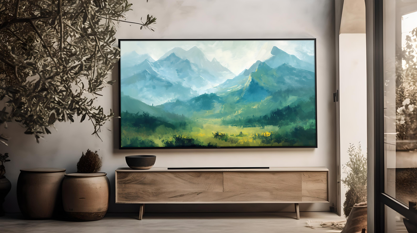 Vintage Vistas:  Transform Your TV into a Textured Masterpiece.  Frame TV Mountain Art, Vintage Mountain Digital Download Art File, Mountain TV Art Frame, Mountain Art for Frame TV