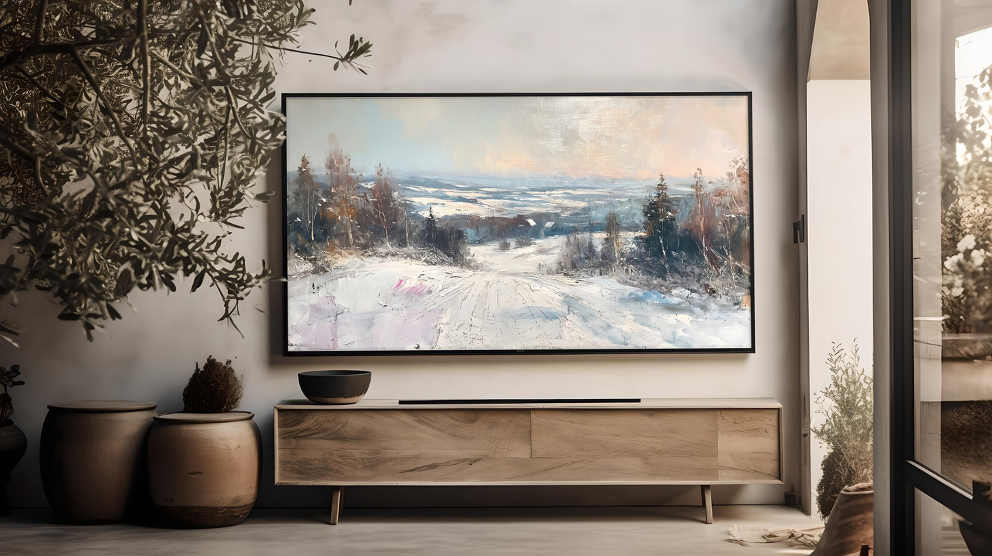 Vintage Vistas:  Transform Your TV into a Textured Masterpiece.  Frame TV Ski Hill Art, Vintage Winter Digital Download Art File, Ski Hill TV Art Frame, Winter Ski Scene Art for Frame TV