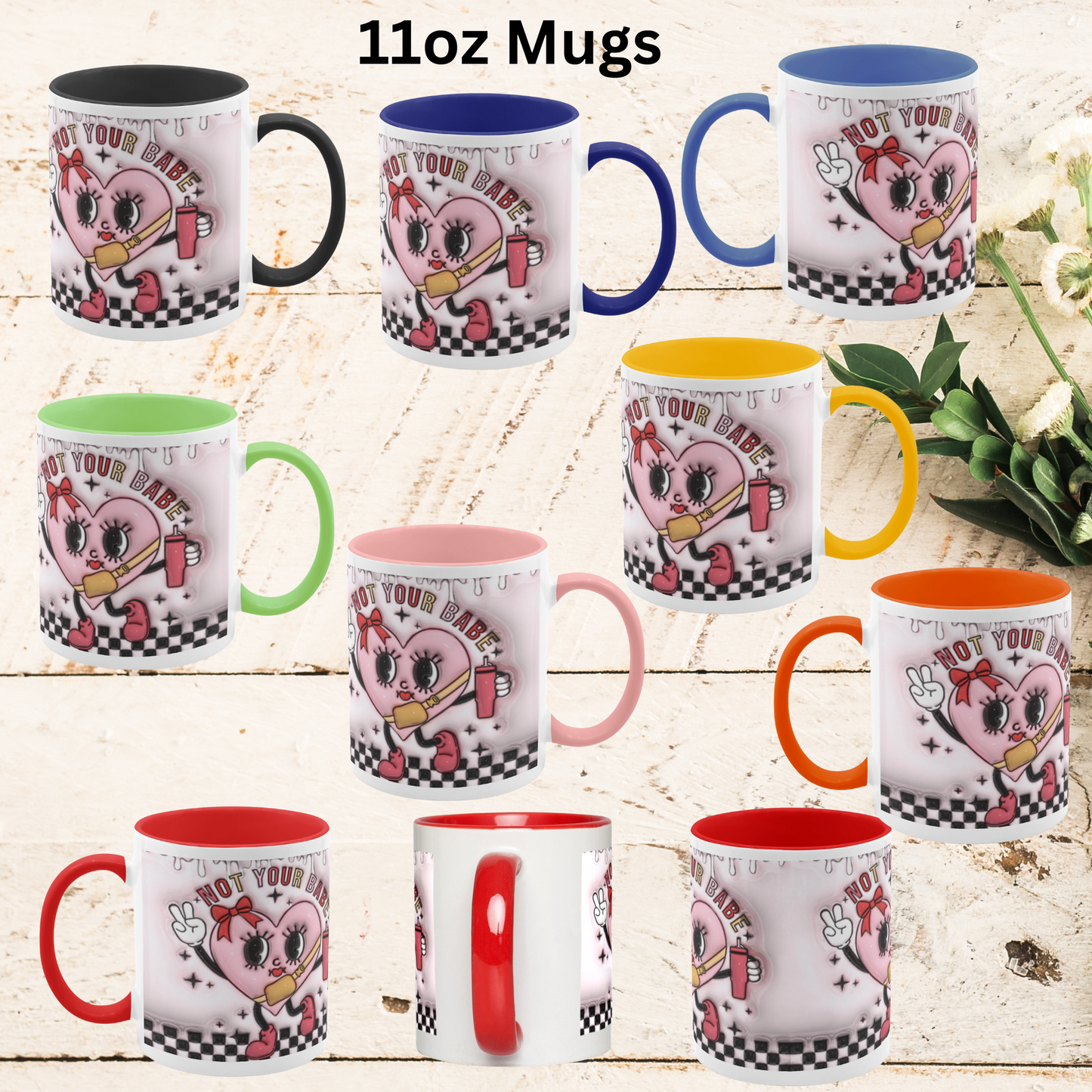 Love Unleashed:  Not Your Babe Valentine's Two-Tone Mugs - A Symphony of Colors on Glossy White Canvas, Sip Romance Daily!