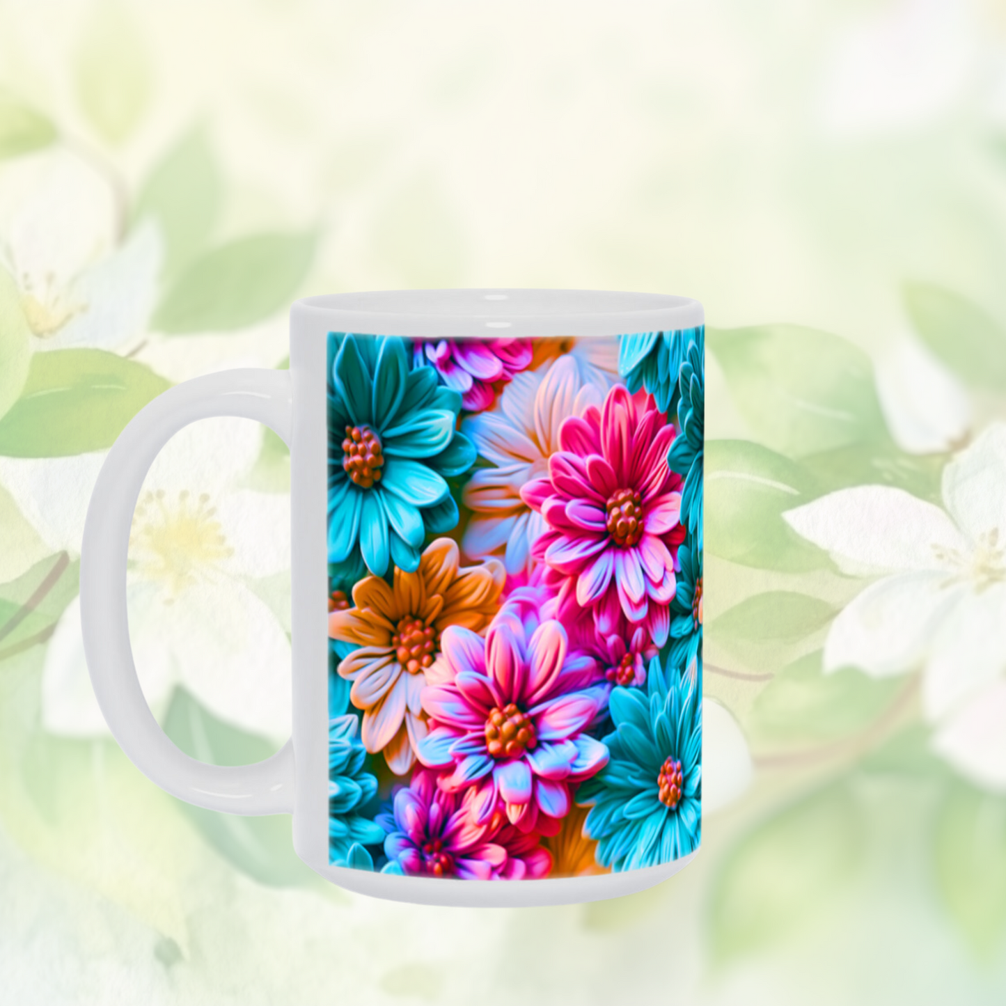 Blooming Bliss: The Bright Floral Inflated Ceramic Mug