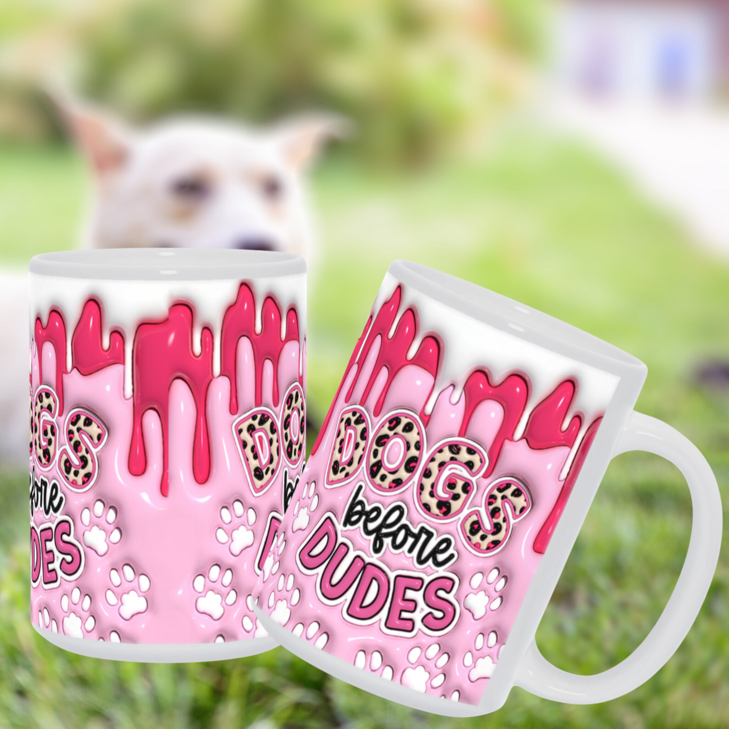 Paws & Love:  Inflated Ceramic Mug Collection – “Dogs Before Dudes”.