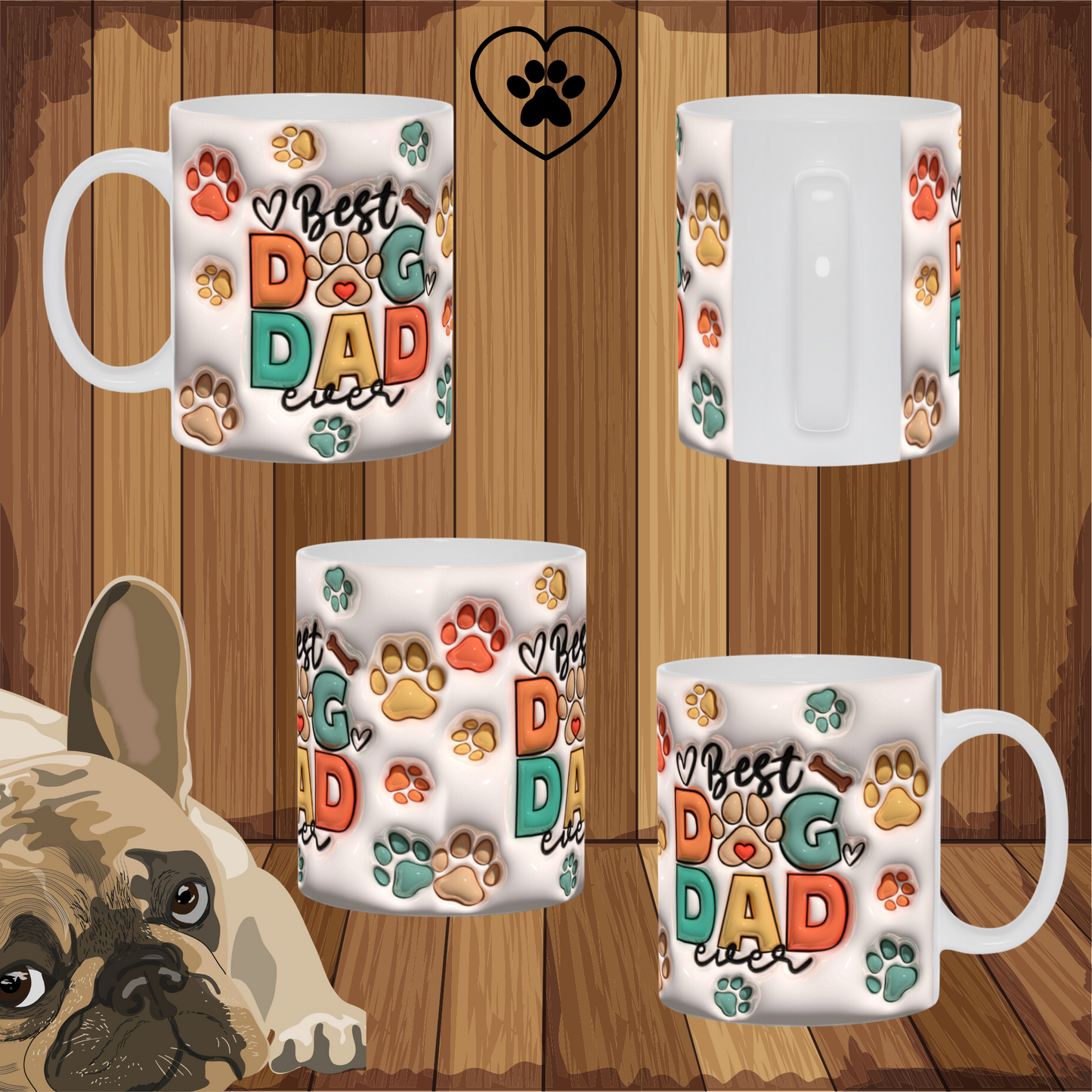 Paws & Love:  Inflated Ceramic Mug Collection – “Best Dog Dad Ever”.