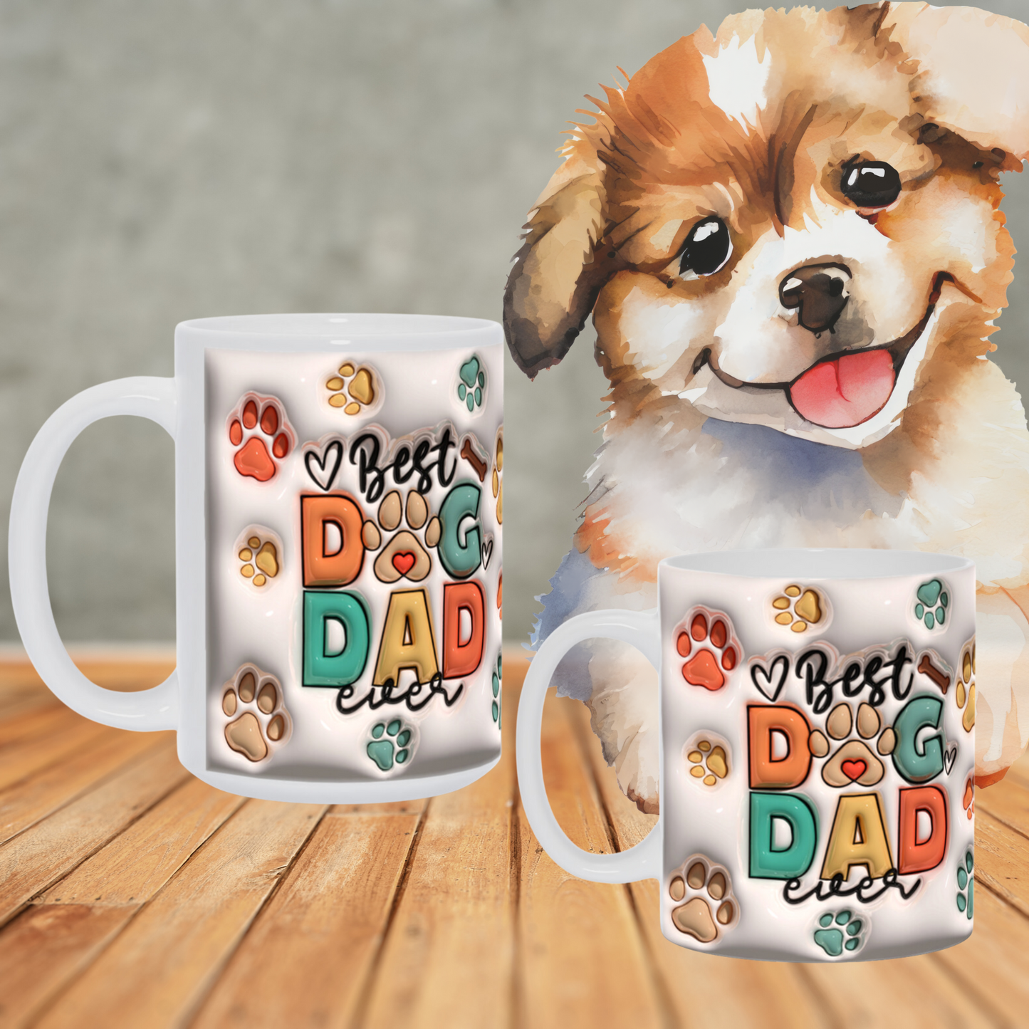 Paws & Love:  Inflated Ceramic Mug Collection – “Best Dog Dad Ever”.