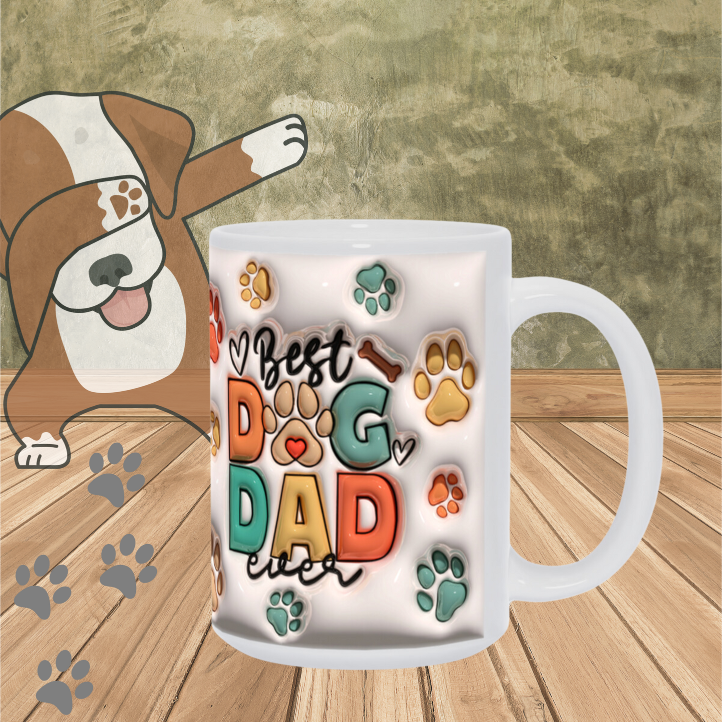 Paws & Love:  Inflated Ceramic Mug Collection – “Best Dog Dad Ever”.