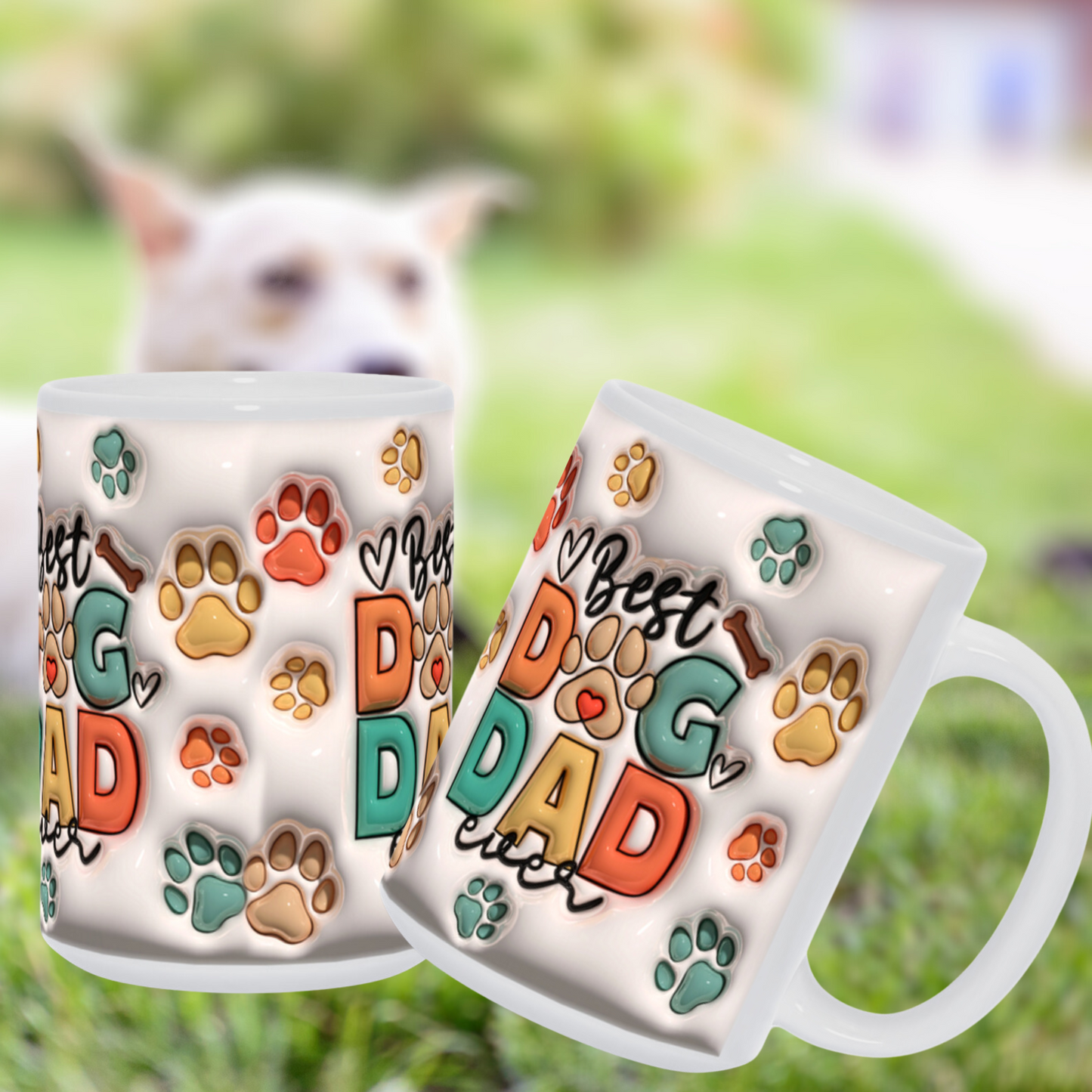 Paws & Love:  Inflated Ceramic Mug Collection – “Best Dog Dad Ever”.