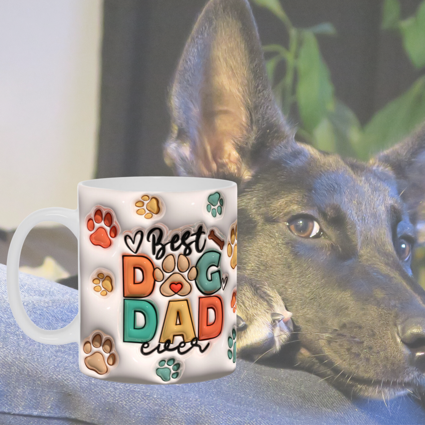 Paws & Love:  Inflated Ceramic Mug Collection – “Best Dog Dad Ever”.