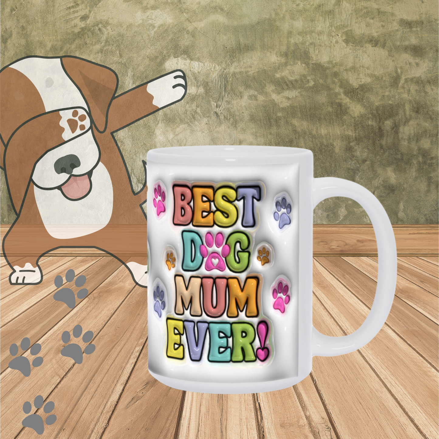 Paws & Love:  Inflated Ceramic Mug Collection – “Best Dog Mum Ever”.