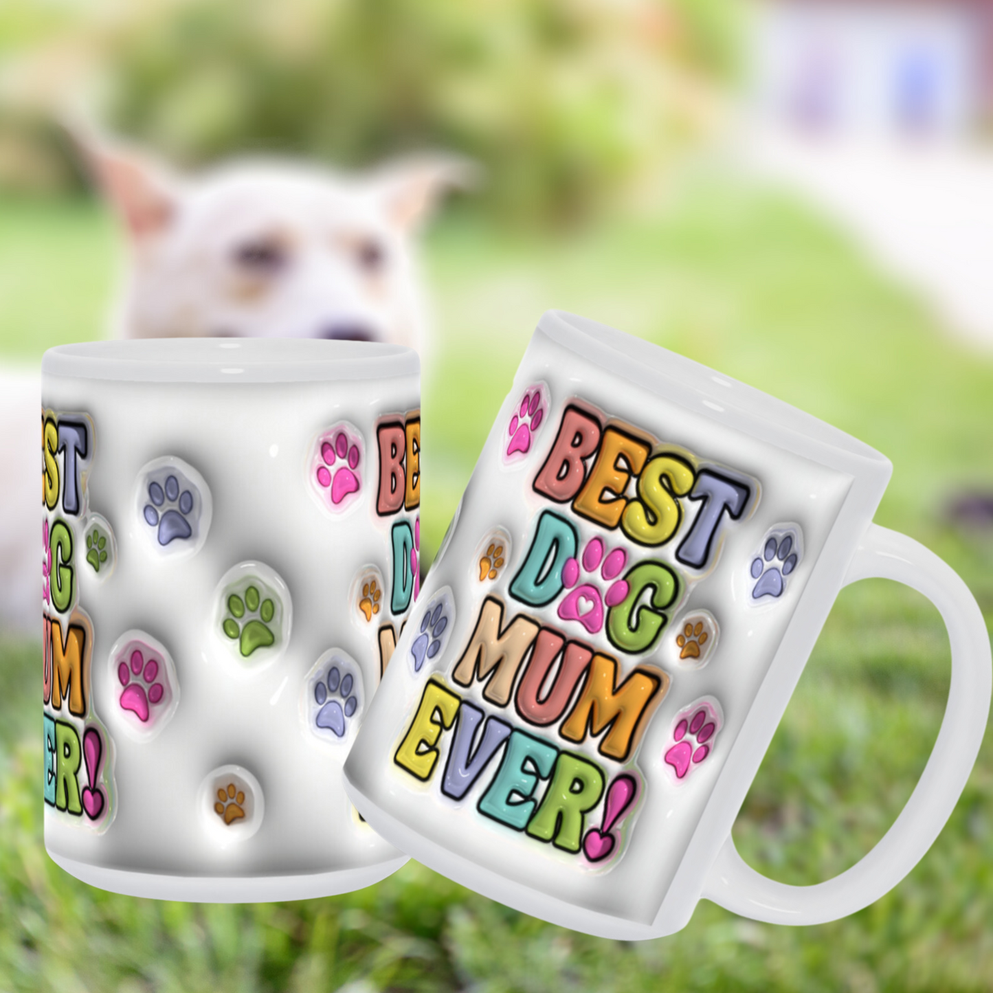 Paws & Love:  Inflated Ceramic Mug Collection – “Best Dog Mum Ever”.