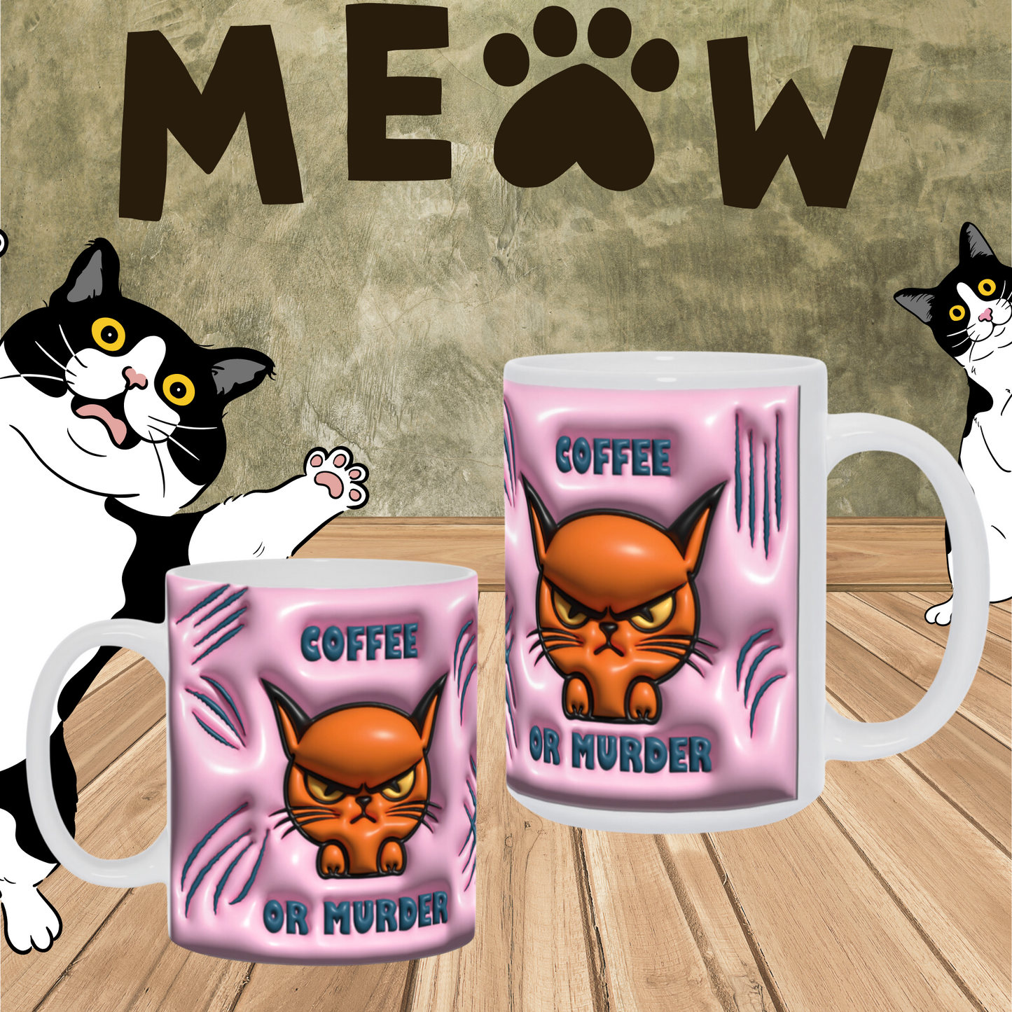 How to Brew Smirks:  The 'Coffee or Murder' Angry Cat Mug