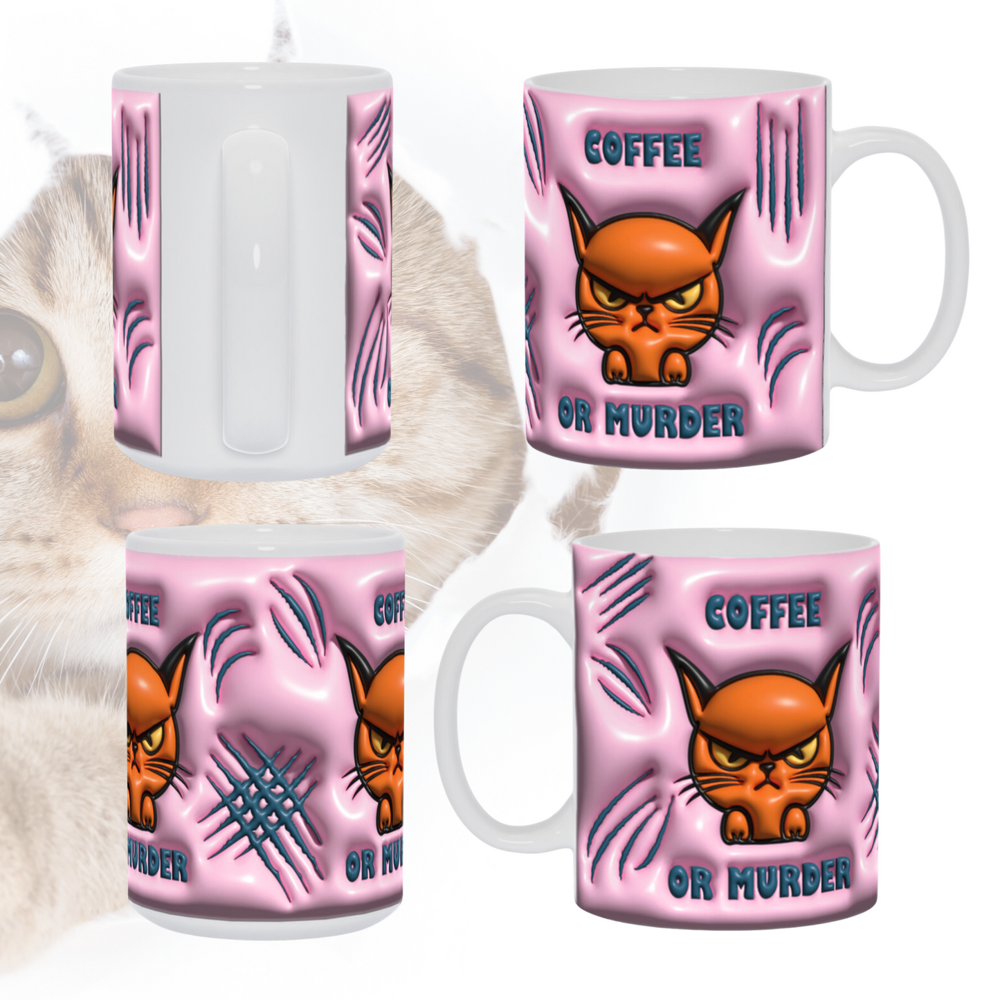 How to Brew Smirks:  The 'Coffee or Murder' Angry Cat Mug