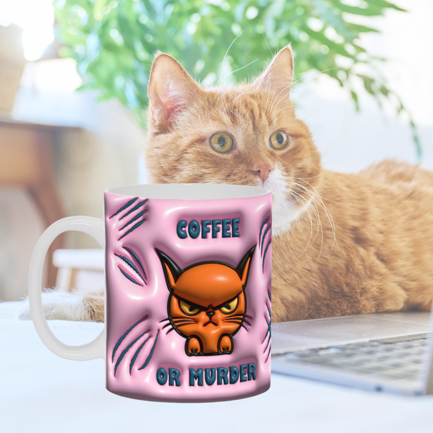 How to Brew Smirks:  The 'Coffee or Murder' Angry Cat Mug