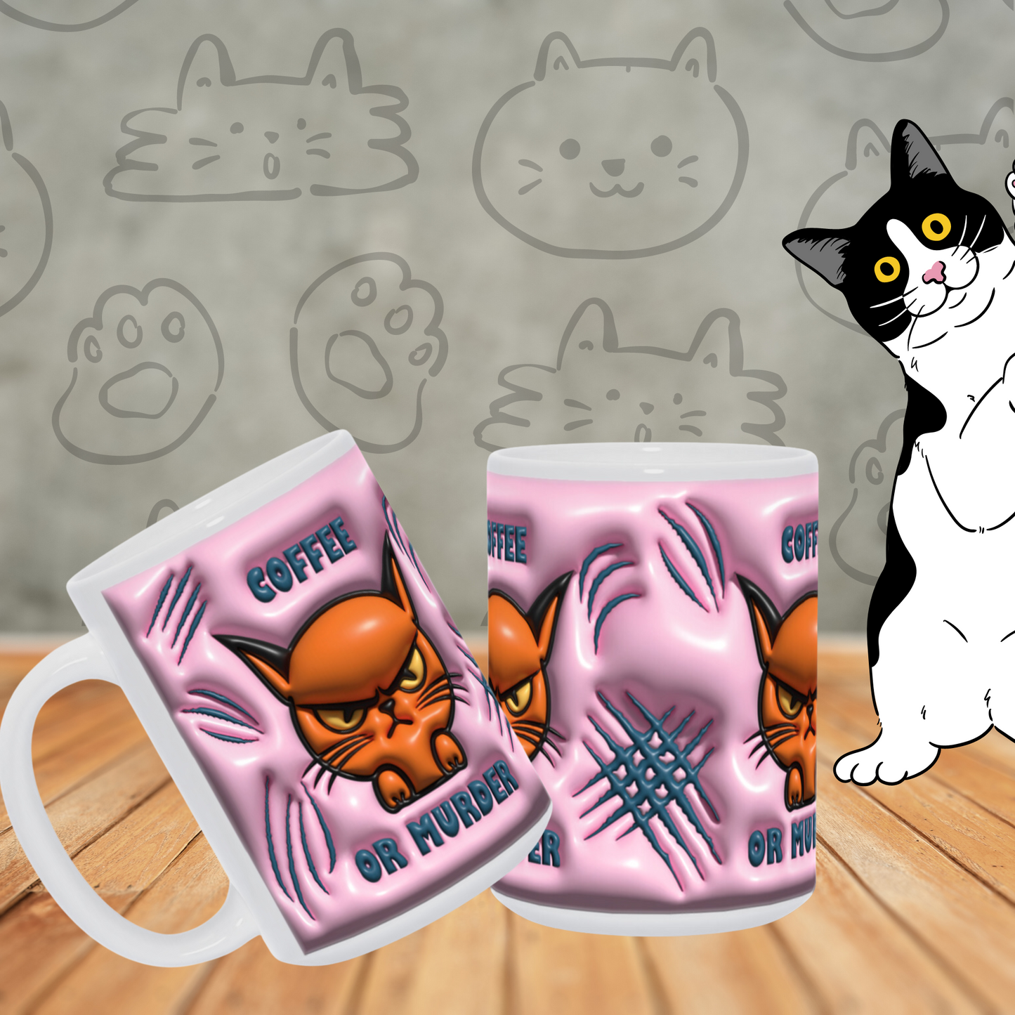 How to Brew Smirks:  The 'Coffee or Murder' Angry Cat Mug