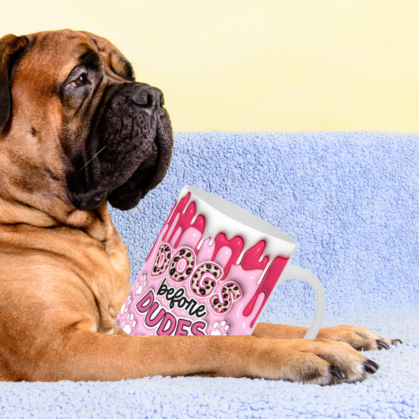 Paws & Love:  Inflated Ceramic Mug Collection – “Dogs Before Dudes”.