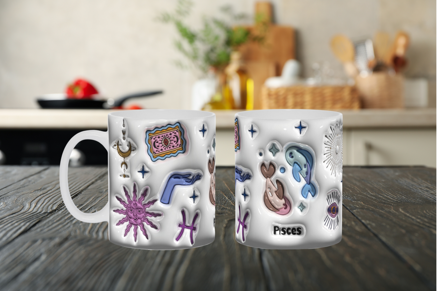 Cosmic Brew:  Inflated Zodiac Sign Mugs – “Pisces”