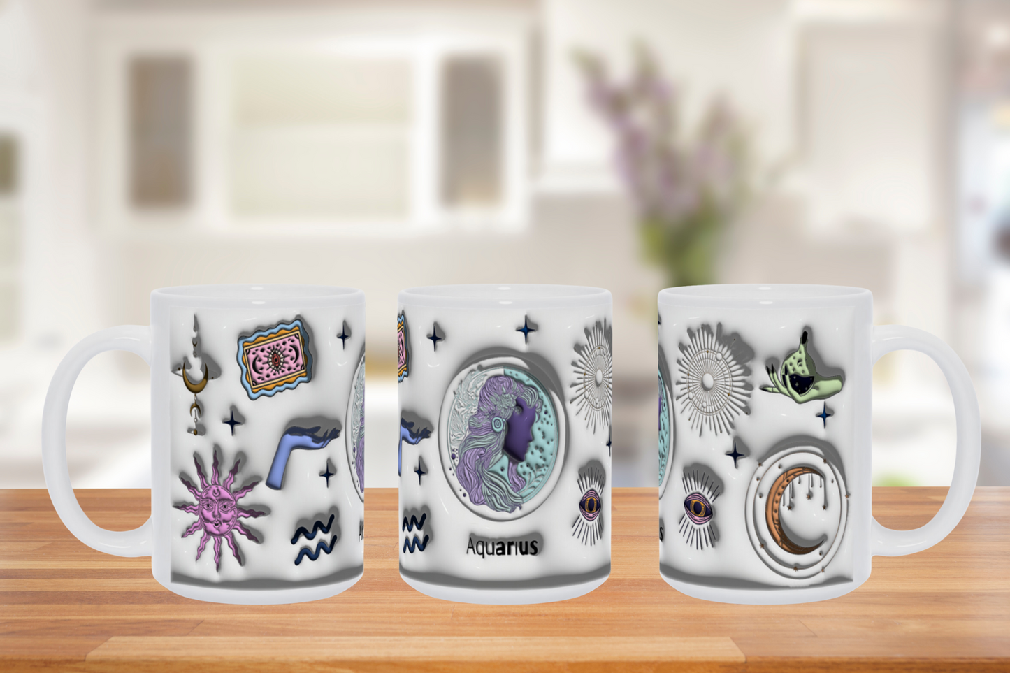 Cosmic Brew:  Inflated Zodiac Sign Mugs – “Aquarius”