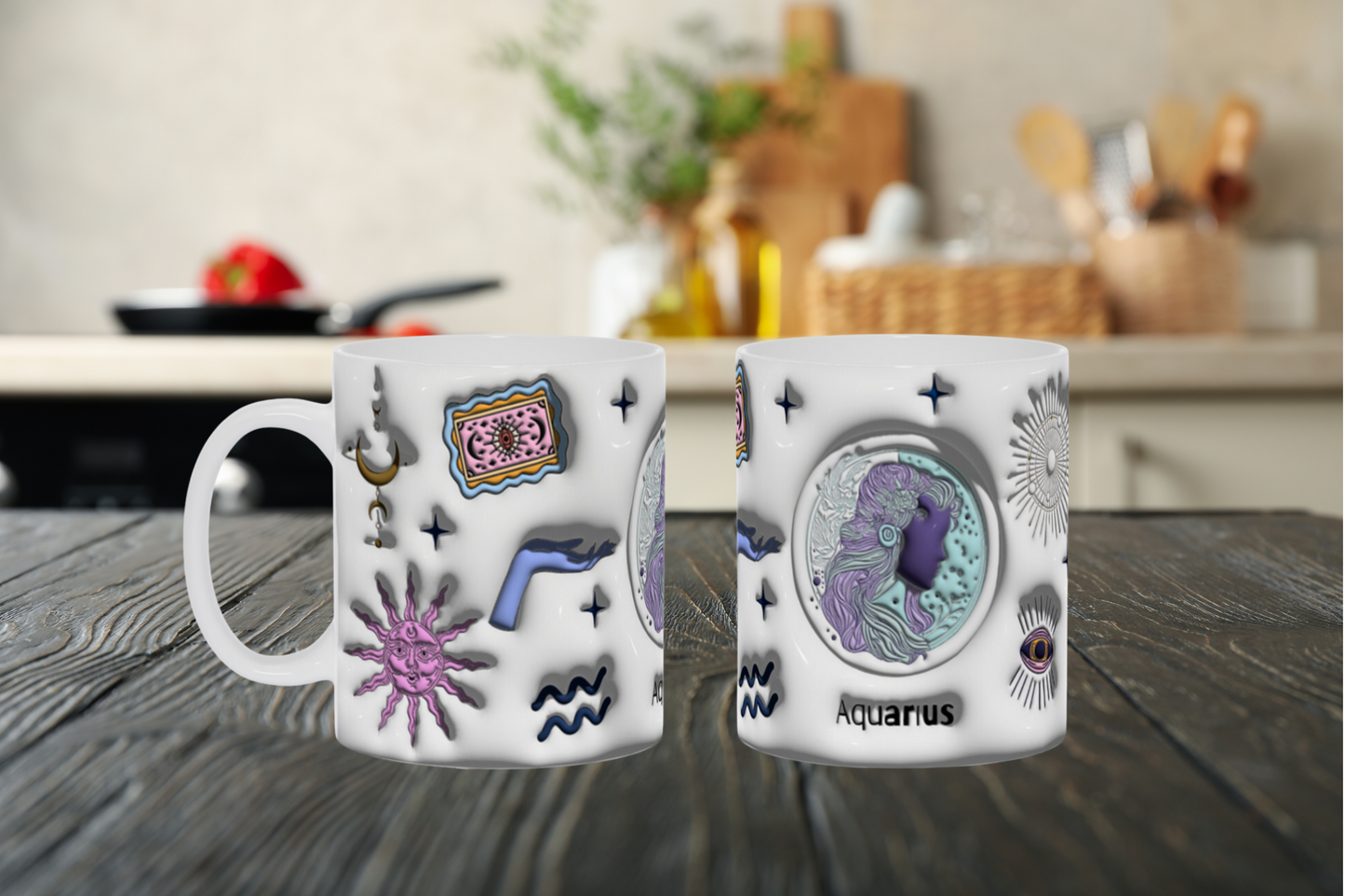 Cosmic Brew:  Inflated Zodiac Sign Mugs – “Aquarius”