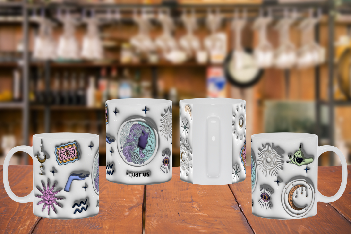 Cosmic Brew:  Inflated Zodiac Sign Mugs – “Aquarius”
