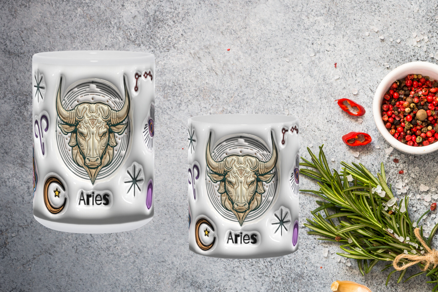 Cosmic Brew:  Inflated Zodiac Sign Mugs – “Aries”