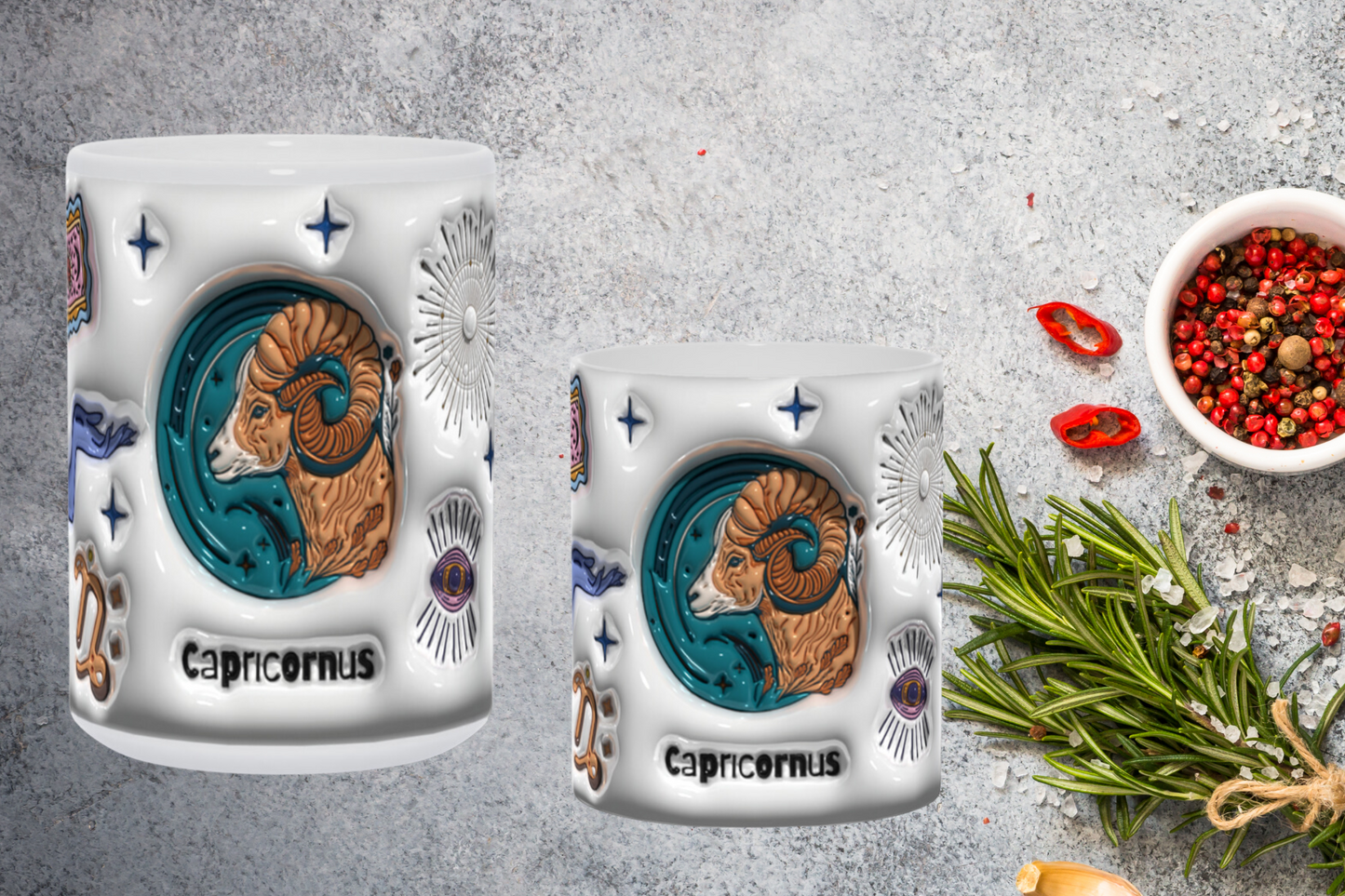 Cosmic Brew:  Inflated Zodiac Sign Mugs – “Capricornus”