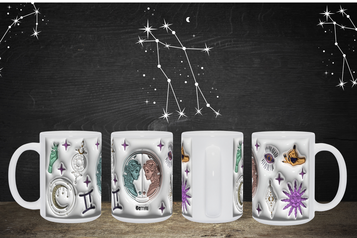 Cosmic Brew:  Inflated Zodiac Sign Mugs – “Gemini”