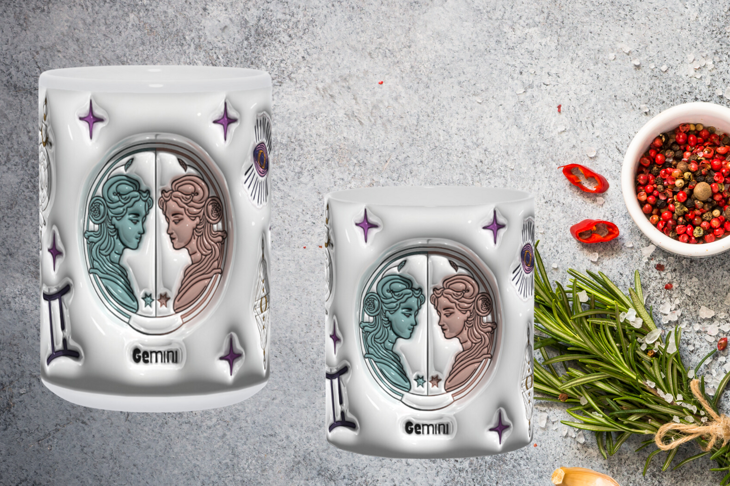 Cosmic Brew:  Inflated Zodiac Sign Mugs – “Gemini”