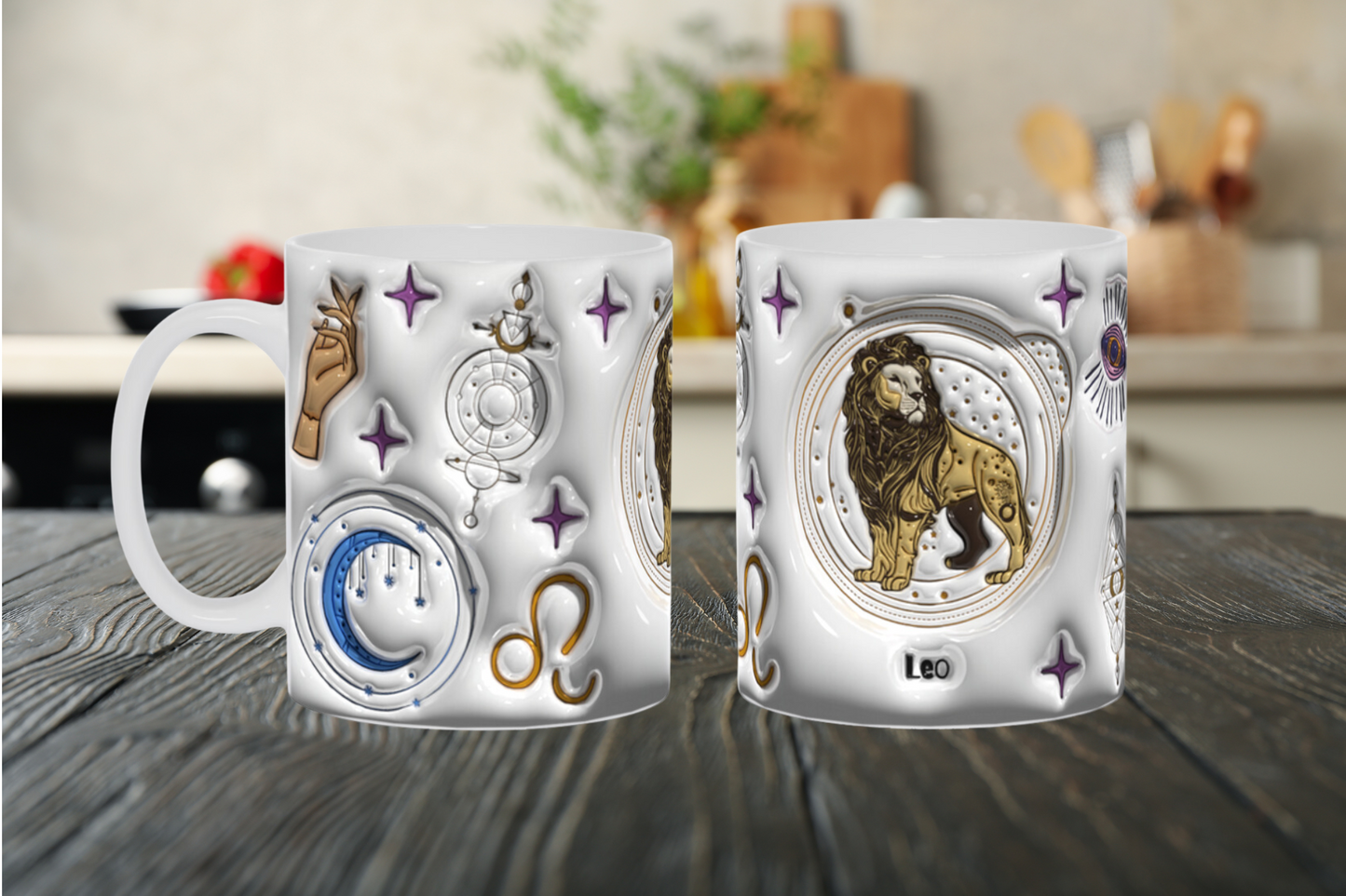 Cosmic Brew:  Inflated Zodiac Sign Mugs – “Leo”