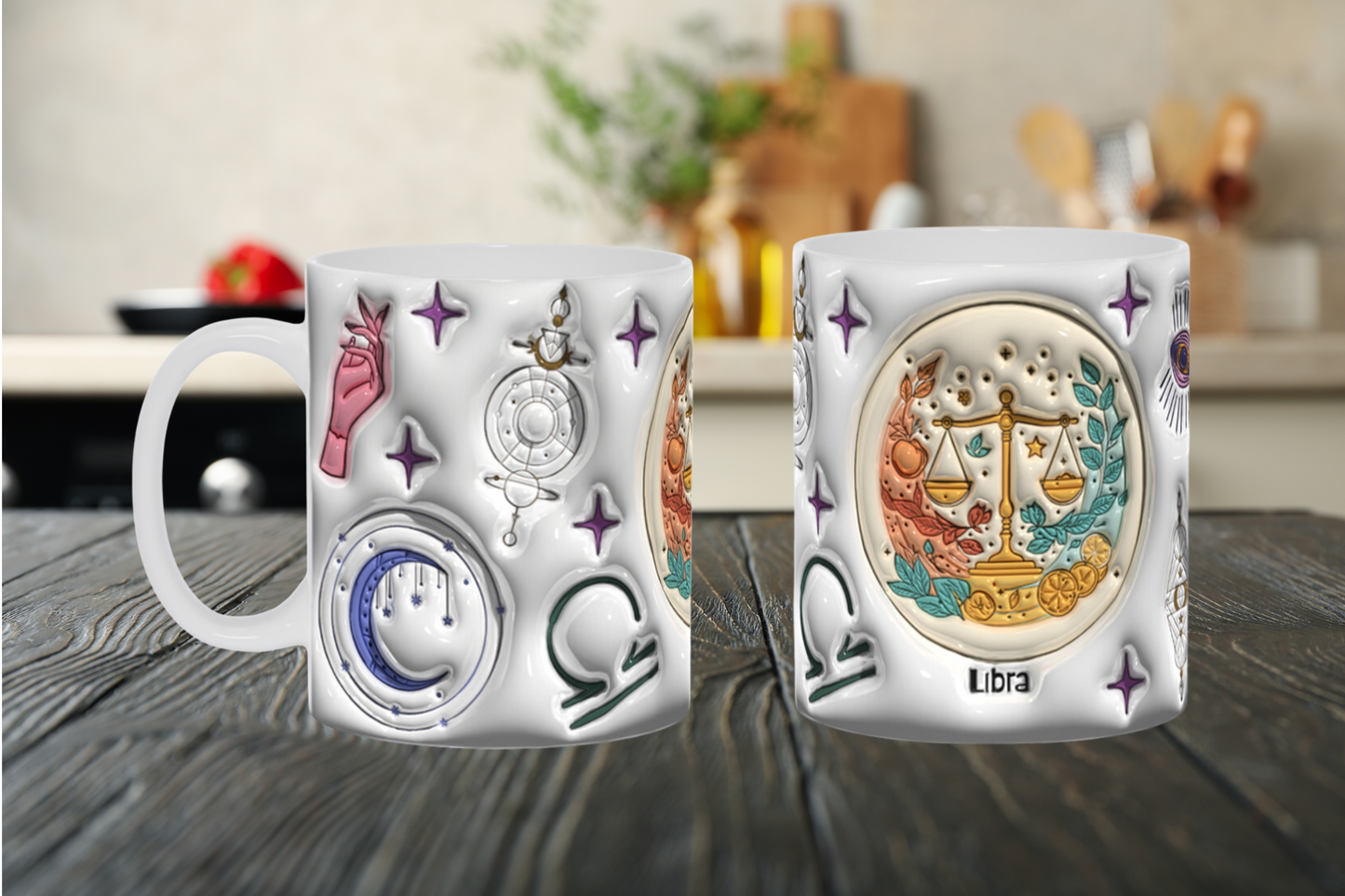 Cosmic Brew:  Inflated Zodiac Sign Mugs – “Libra”