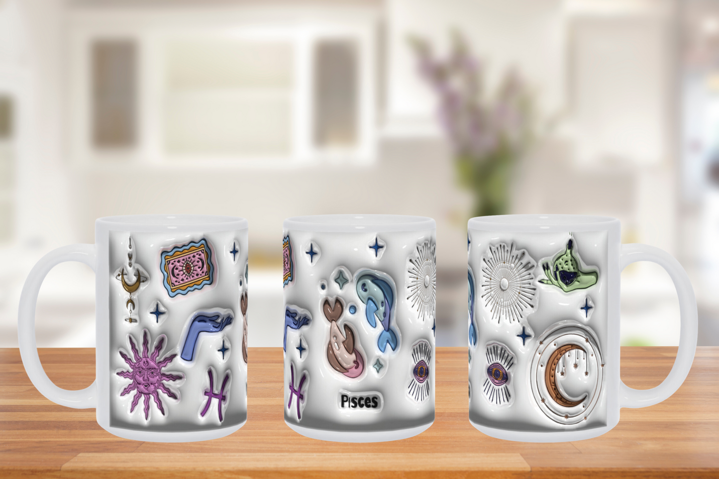 Cosmic Brew:  Inflated Zodiac Sign Mugs – “Pisces”