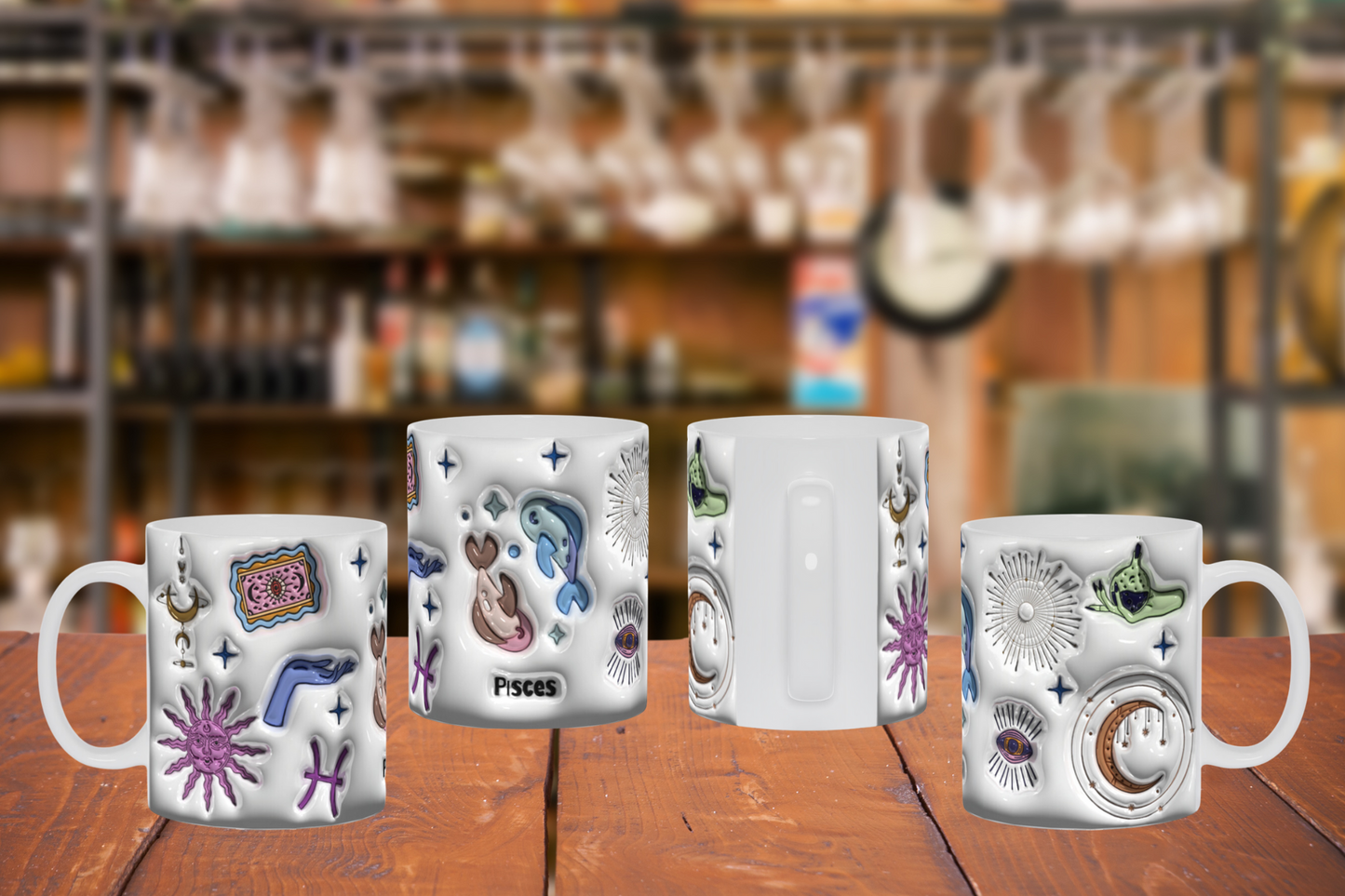 Cosmic Brew:  Inflated Zodiac Sign Mugs – “Pisces”