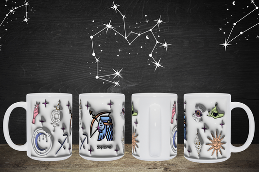 Cosmic Brew:  Inflated Zodiac Sign Mugs – “Sagittarius”