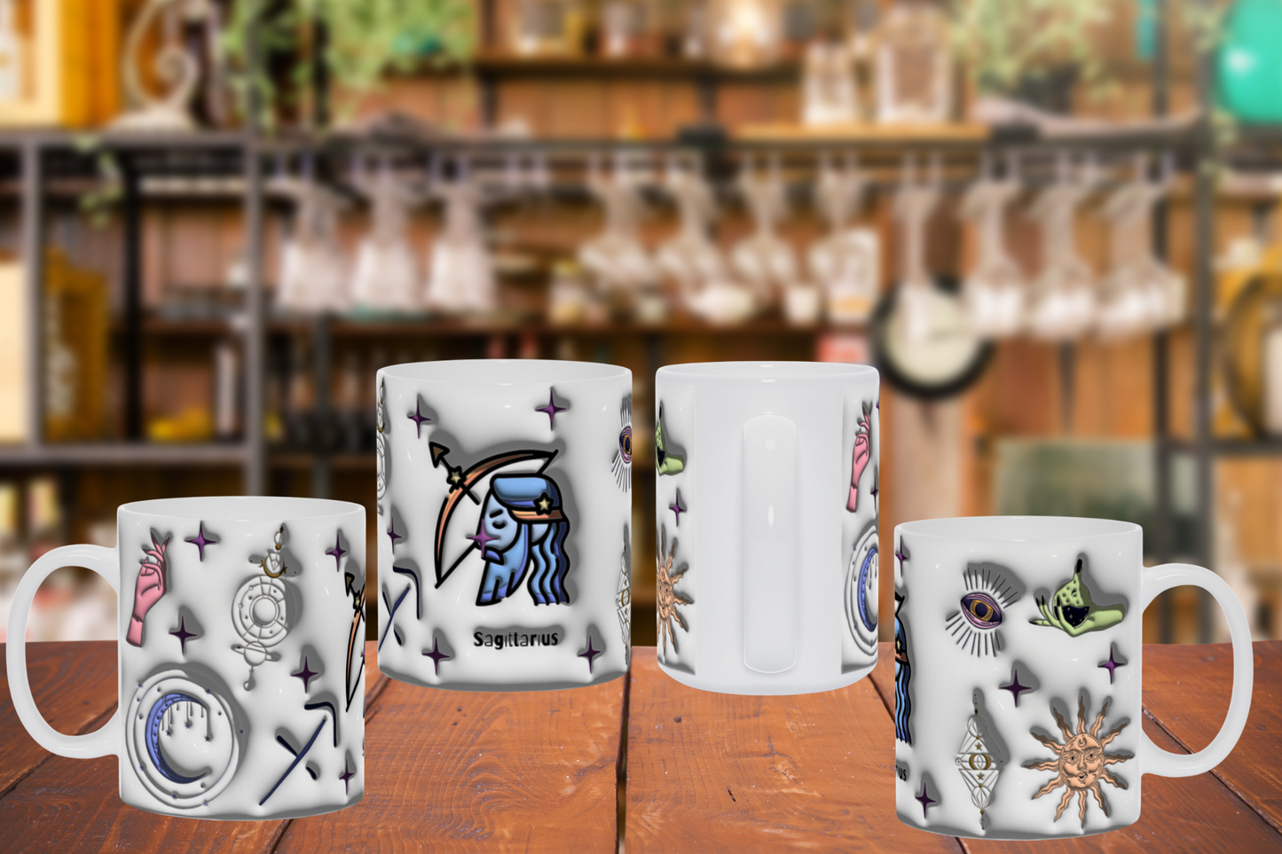 Cosmic Brew:  Inflated Zodiac Sign Mugs – “Sagittarius”