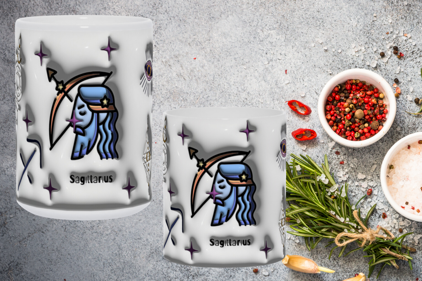 Cosmic Brew:  Inflated Zodiac Sign Mugs – “Sagittarius”