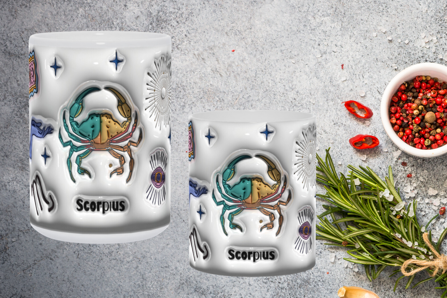 Cosmic Brew:  Inflated Zodiac Sign Mugs – “Scorpius”