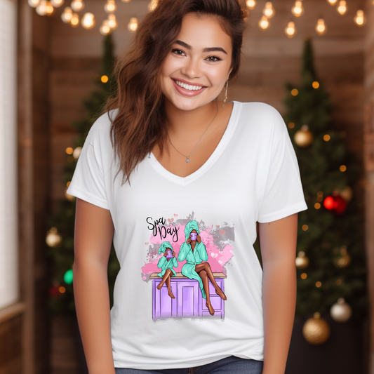 Customizable Spa Day Women'S Tee, Mother And Daughter - Where Comfort Meets Style!