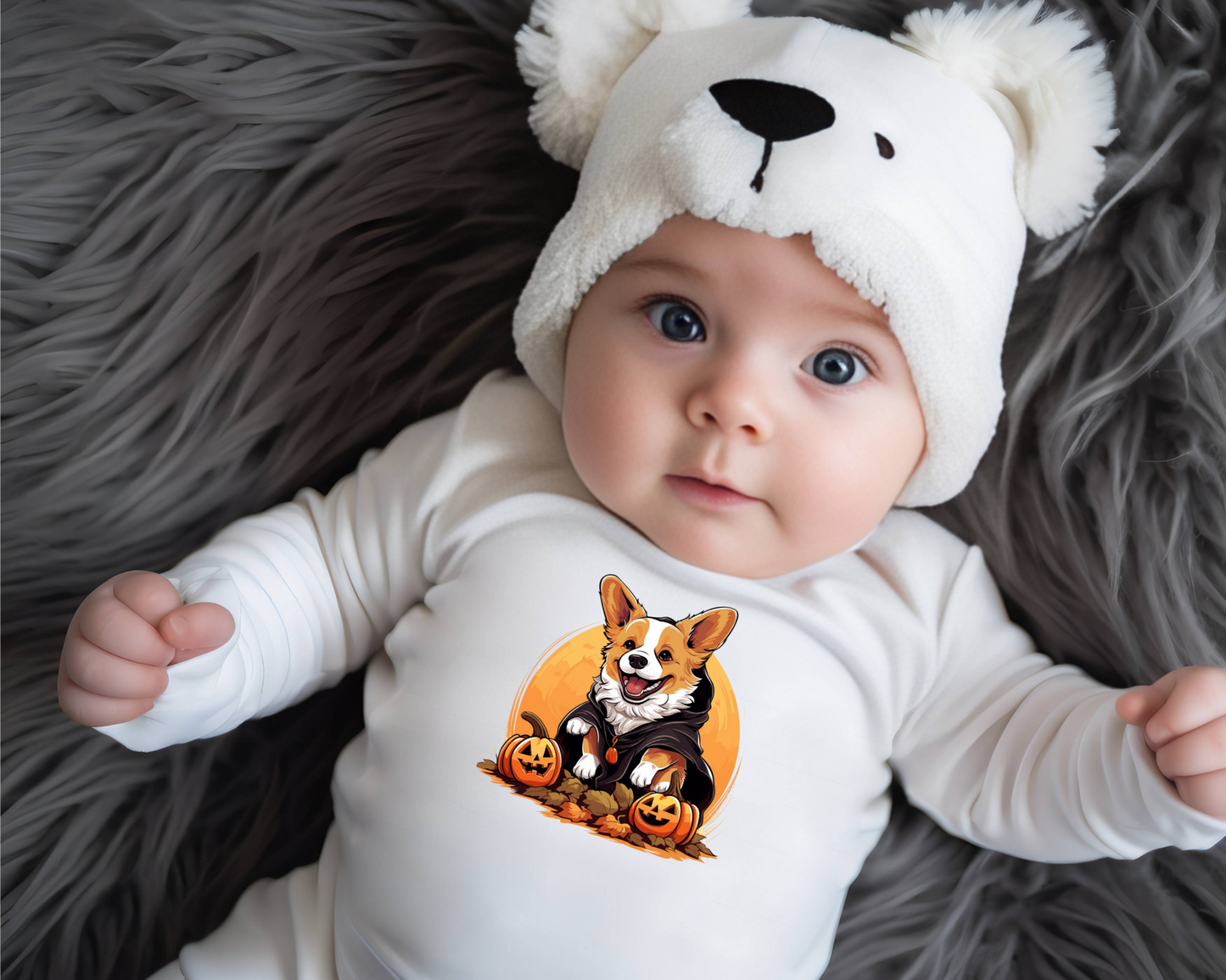 Infant Halloween Corgi Long Sleeve Onesie