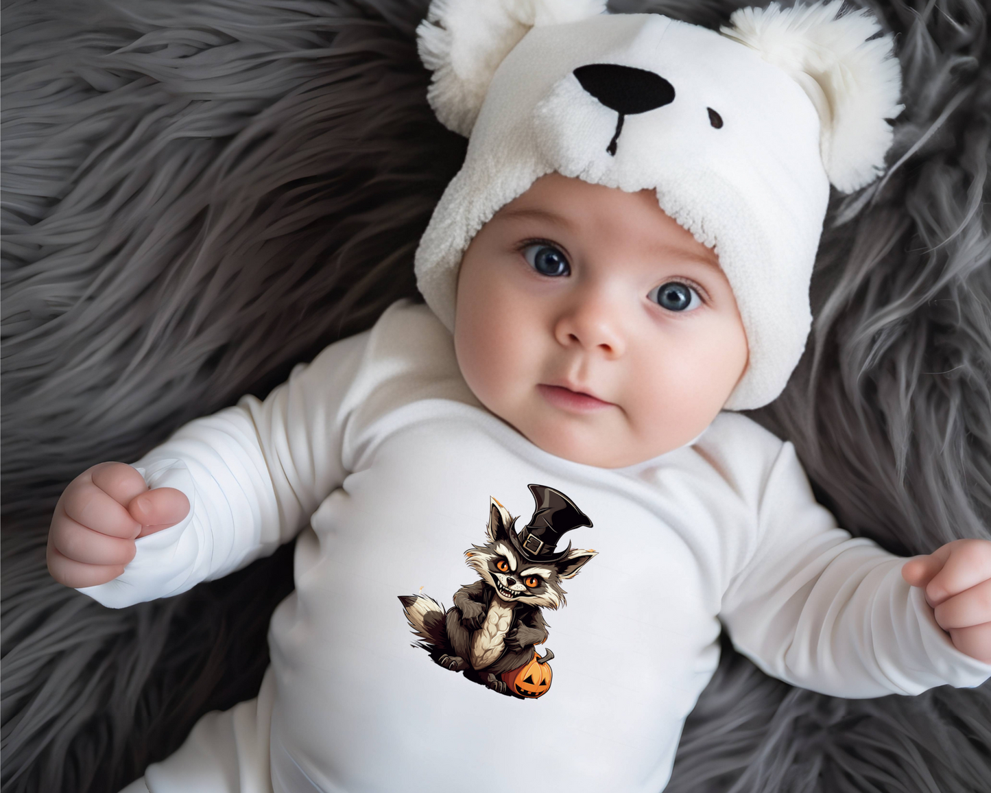 Infant Halloween Raccoon Long Sleeve Onesie