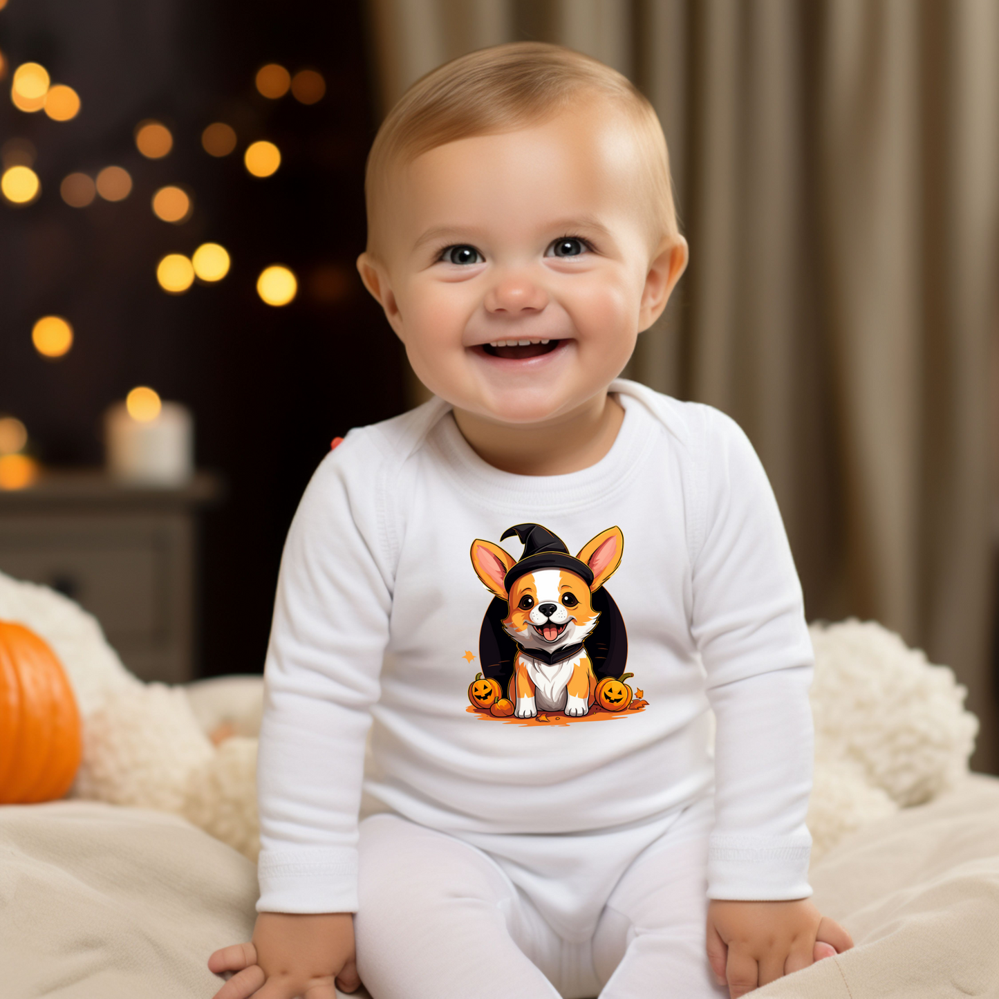 Infant Halloween Corgi Long Sleeve Onesie