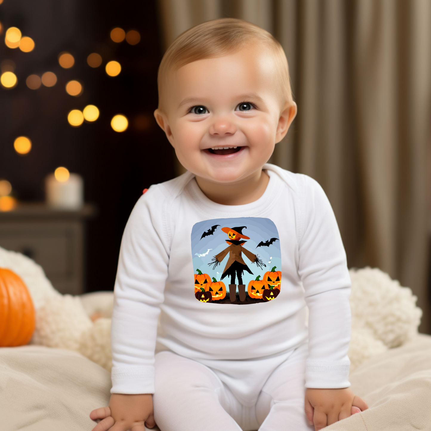 Infant Halloween Scarecrow Long Sleeve Onesie