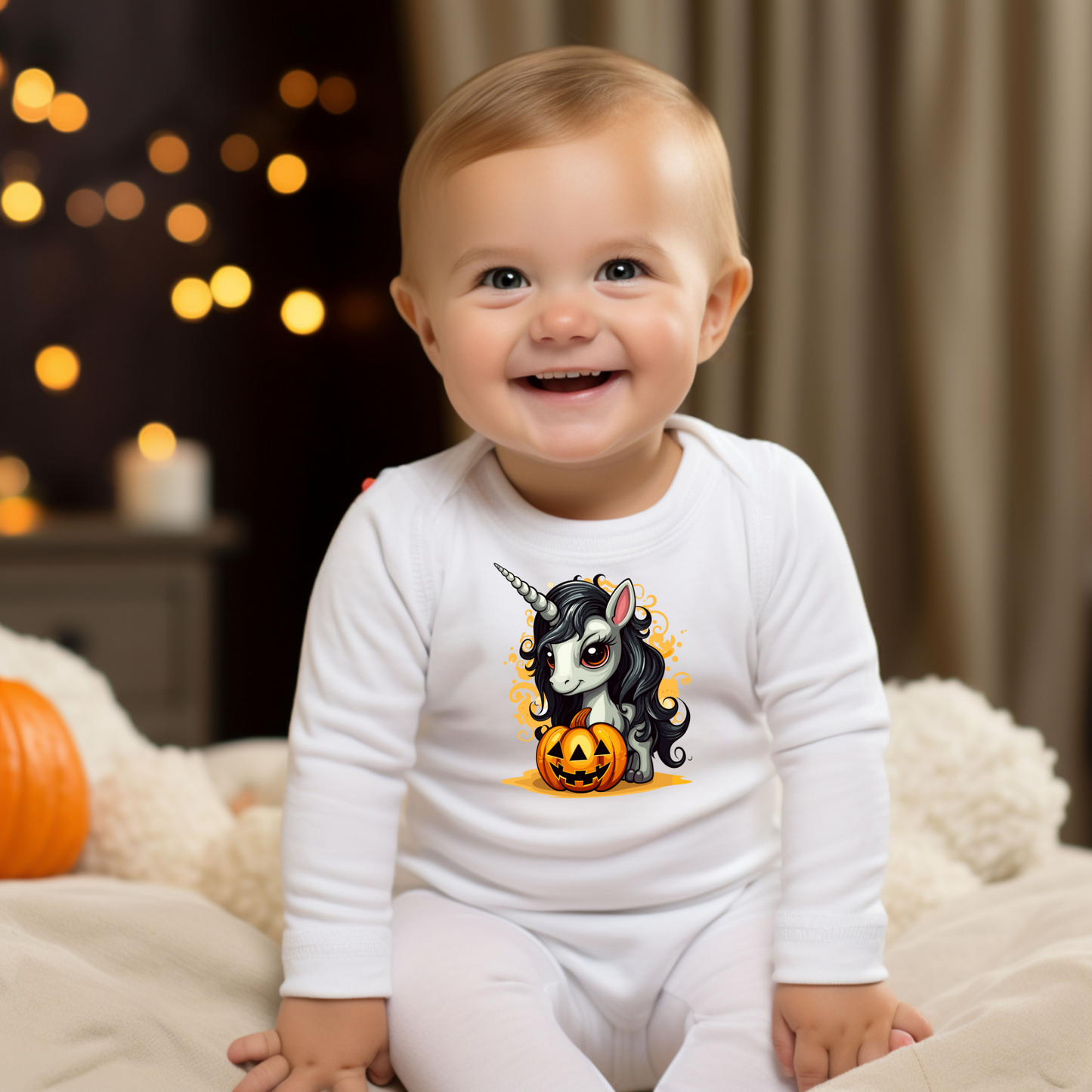 Infant Halloween Unicorn Long Sleeve Onesie