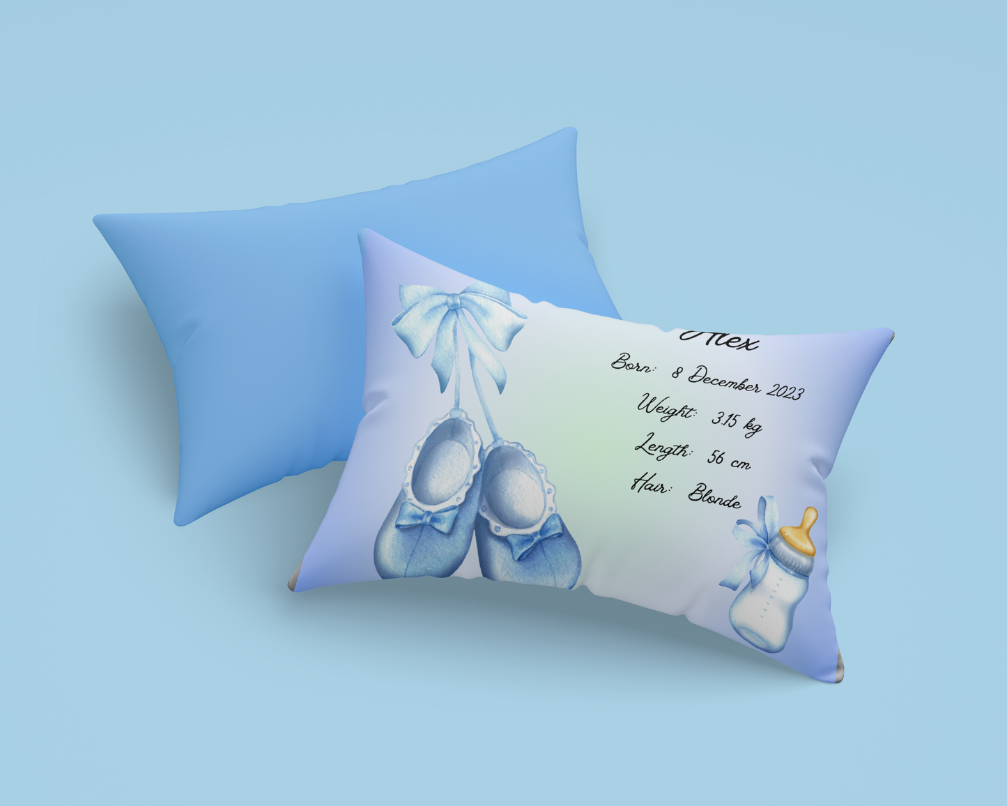 Personalised plush faux suede Blue Ballet Shoes' Throw Cushion, a cherished keepsake for life's precious moments!