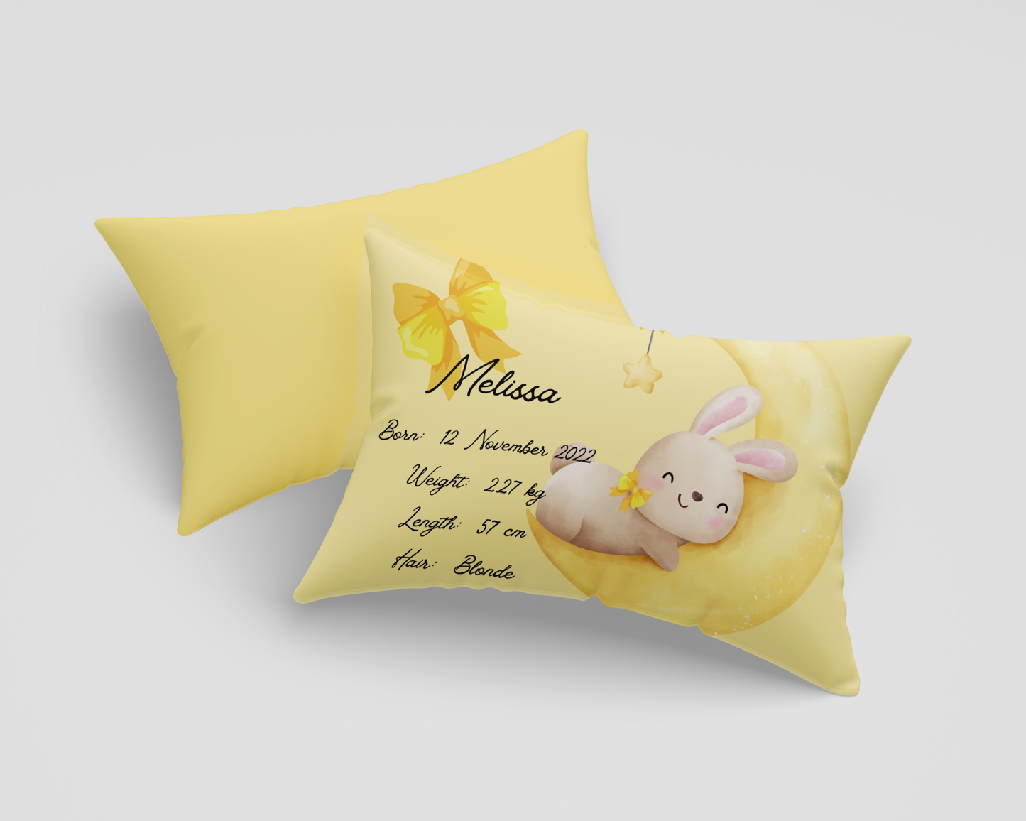 Personalised plush faux suede Lemon Bunny Throw Cushion, a cherished keepsake for life's precious moments!